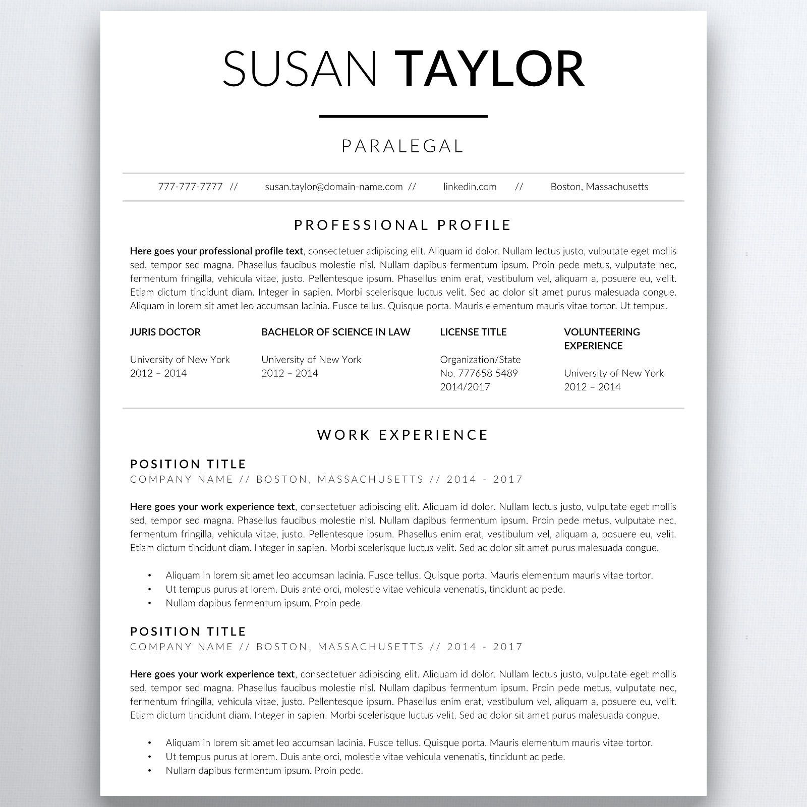 Lawyer Resume Template Legal Resume Template Attorney Etsy In 2021 Resume Template Paralegal Resume Writing Tips