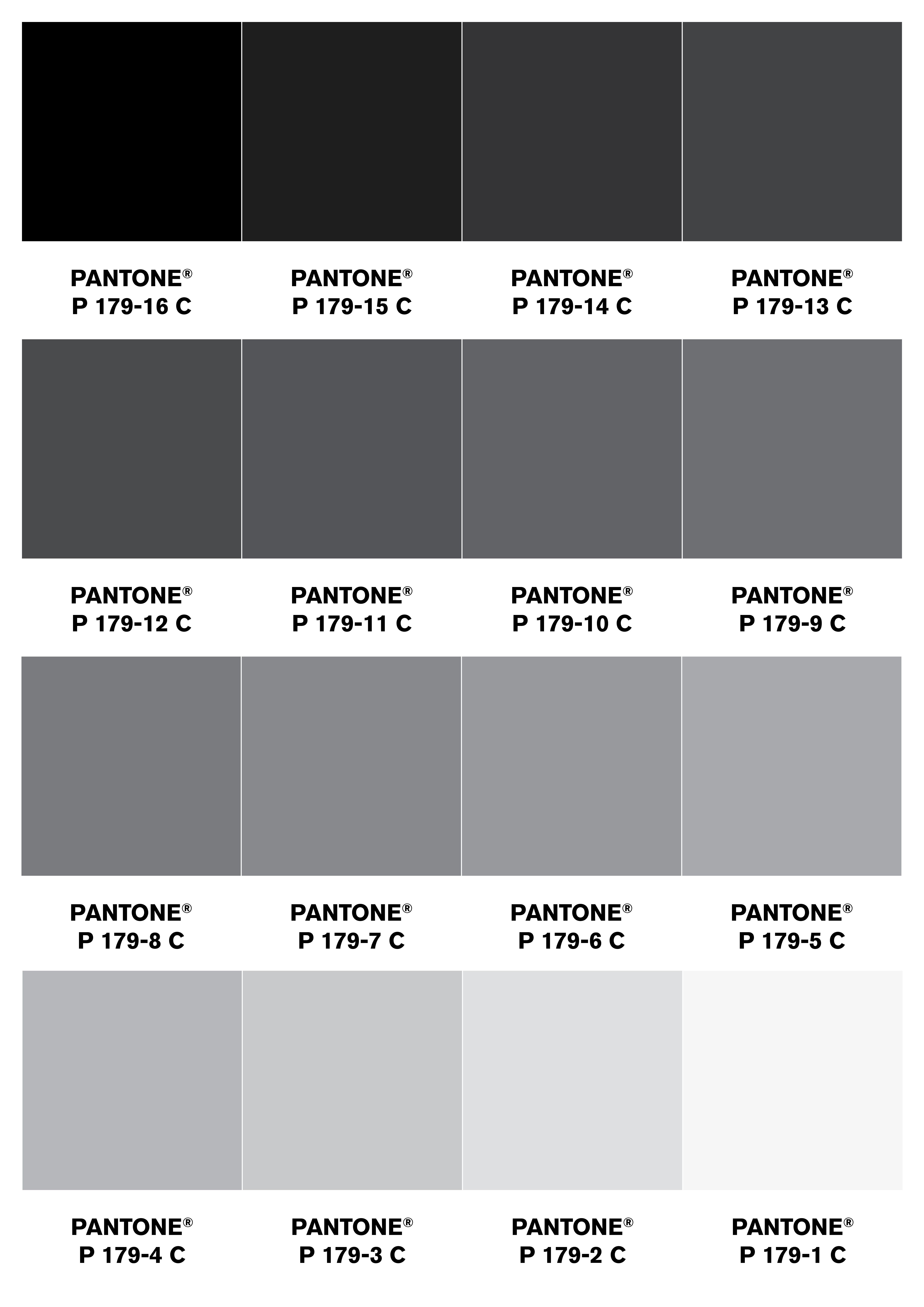 Pantone Greys As A Poster Black Paint Color Grey Color Palette Paint Color Palettes