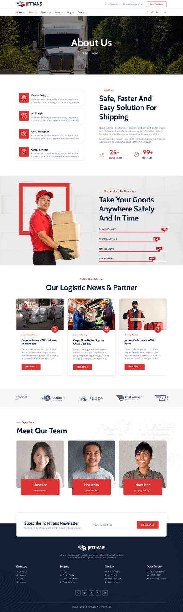 Jetrans Logistics Transportation Elementor Template Kit In 2021 Logistics Transportation Logistics Transportation