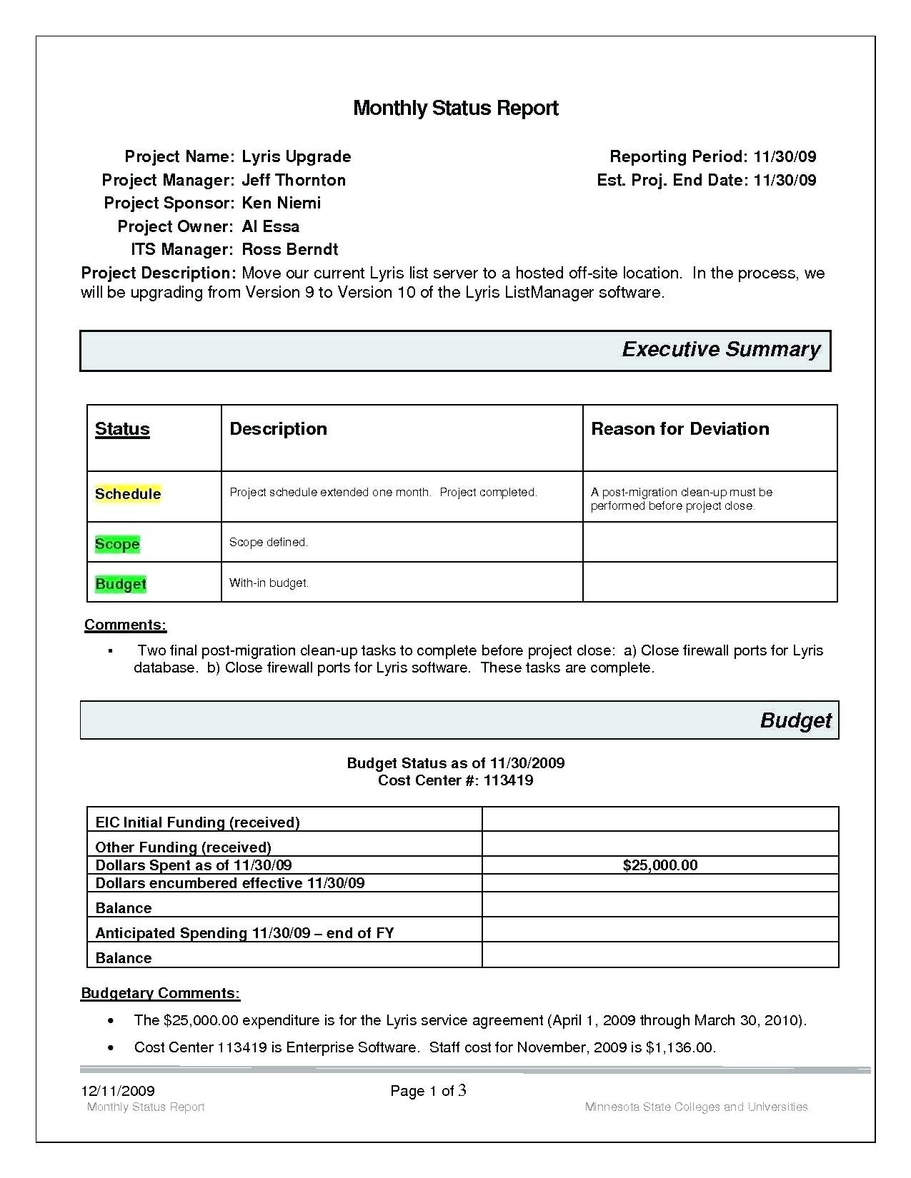 Project Management Status Report Template Excel Monthly Inside Weekly Progress Report Template Project Status Report Progress Report Template Contract Template