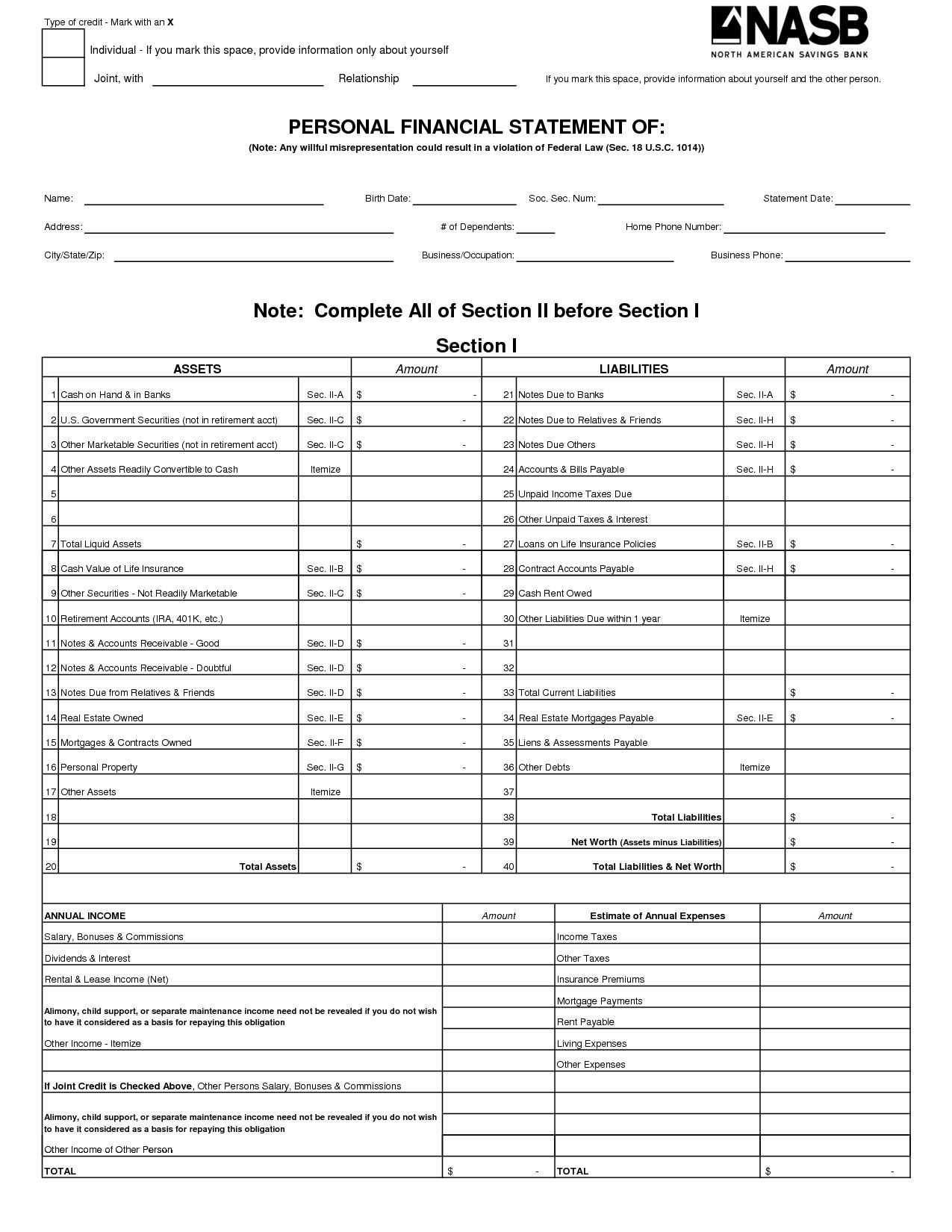 Personal Financial Statement Template Free Elegant Free Printable Personal Financial Statem Personal Financial Statement Statement Template Financial Statement