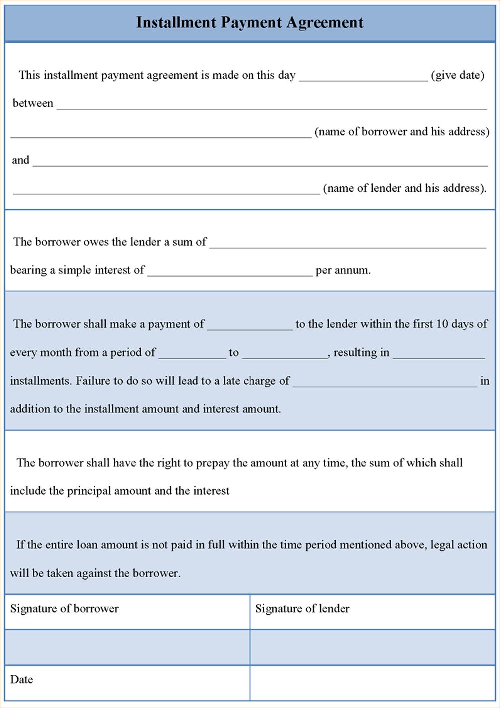 Repayment Contract Template Installment Payment Agreement Businessemailernetpost Free Loan Form Payment Agreement Contract Template Invoice Template Word