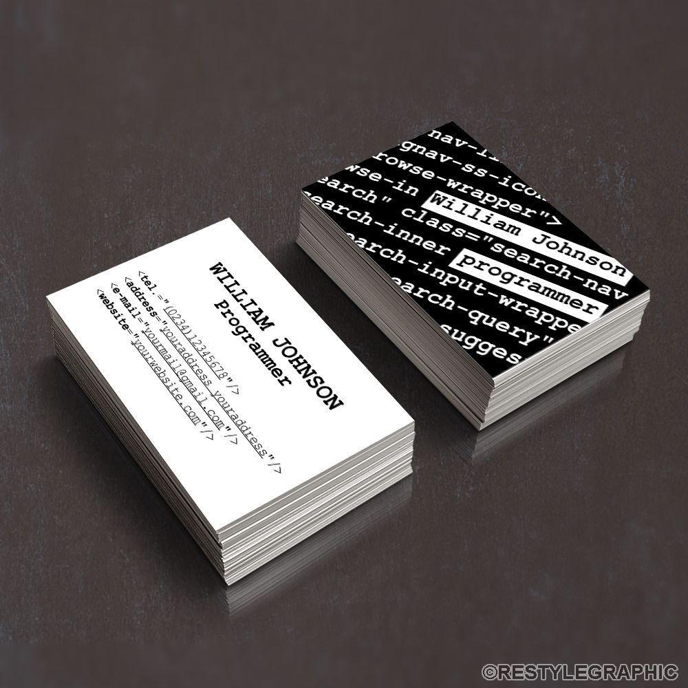 Programmer Business Card Design Software Developer Card Double Sided Business Card By Restylegraphic Vizitki Graficheskij Dizajn Prilozheniya