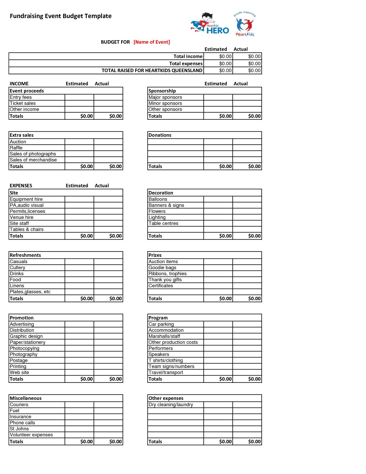 Charity Budget Spreadsheet Event Budget Template Event Budget Fundraising Event Planning