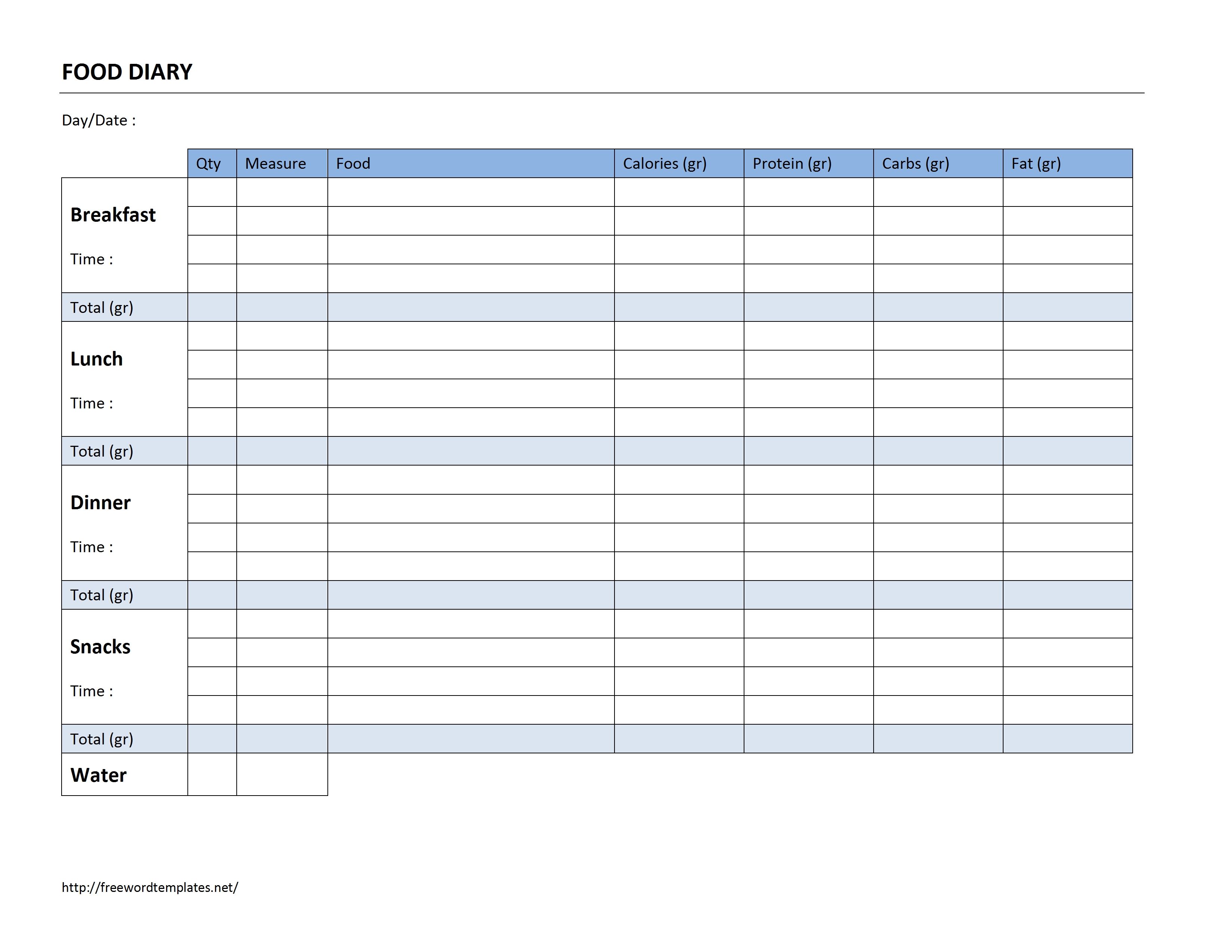 Food Log Template Food Diary Template Food Diary Food Log