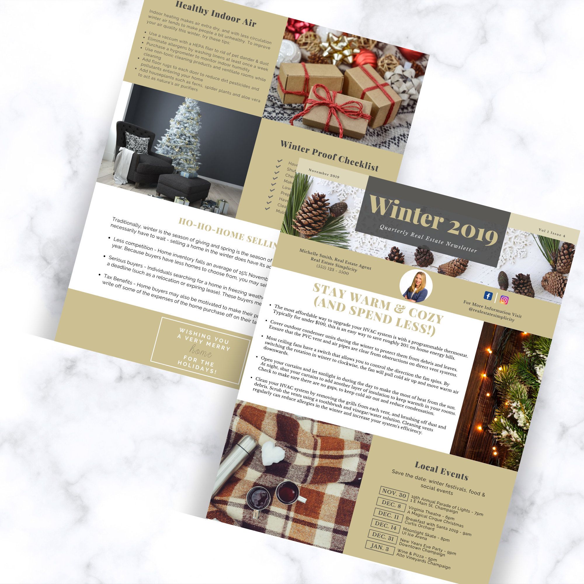 Real Estate Newsletter Template Winter 2020 Newsletter Realtor Newsletter Realtor Christmas Card Real Estate Marketing Canva Editable Newsletter Templates Real Estate Marketing Marketing Flyers