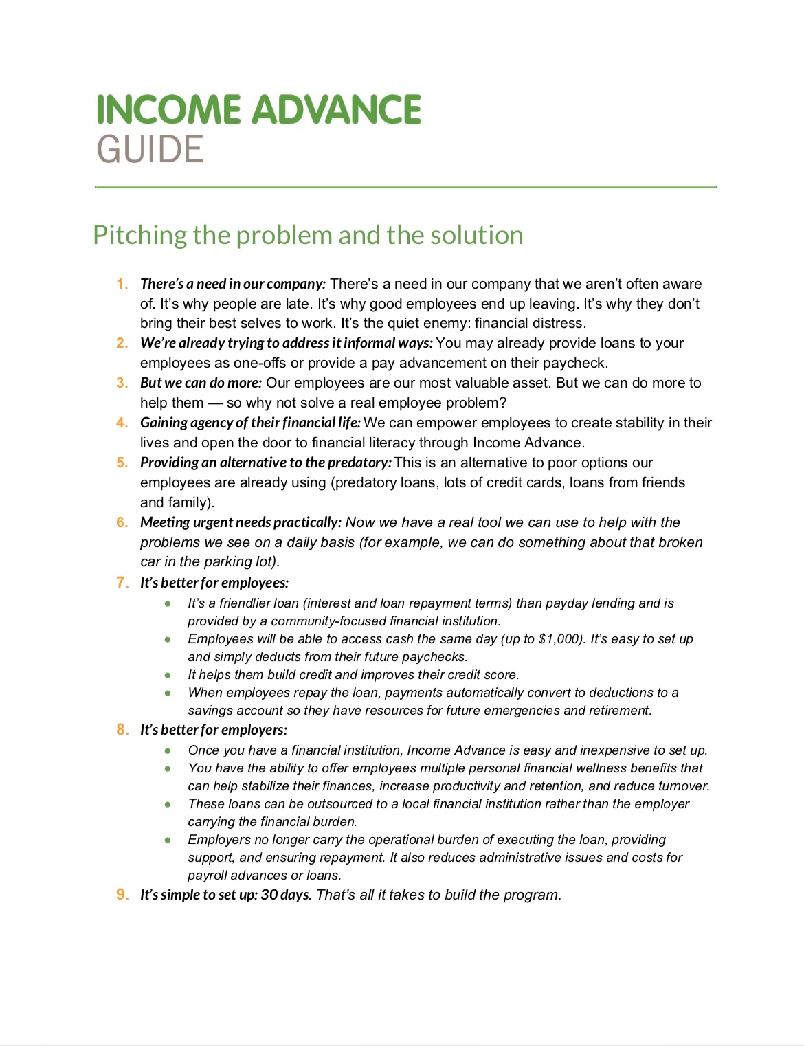 Key Talking Points For Leadership Income Advance Guide