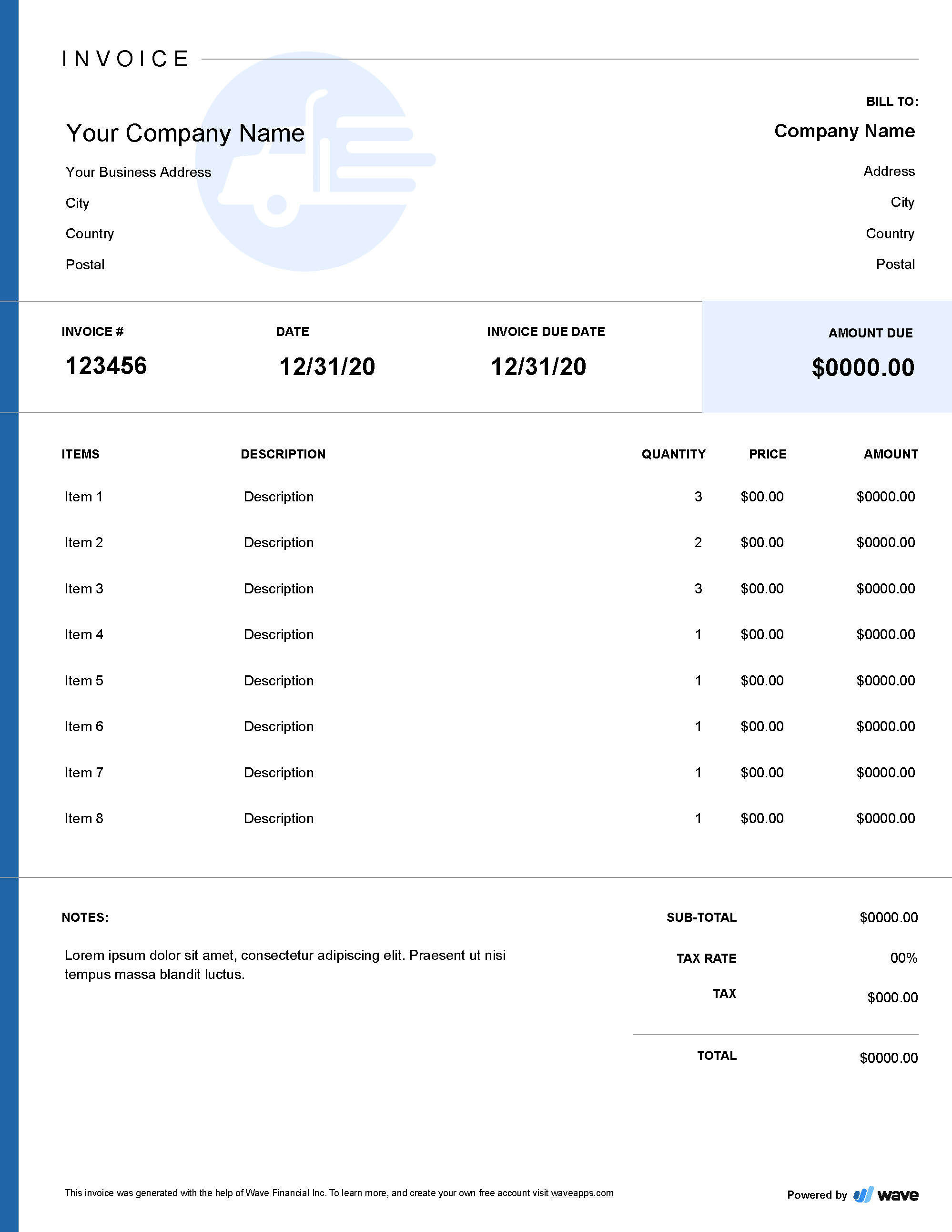 Trucking Company Invoice Template Wave Invoicing