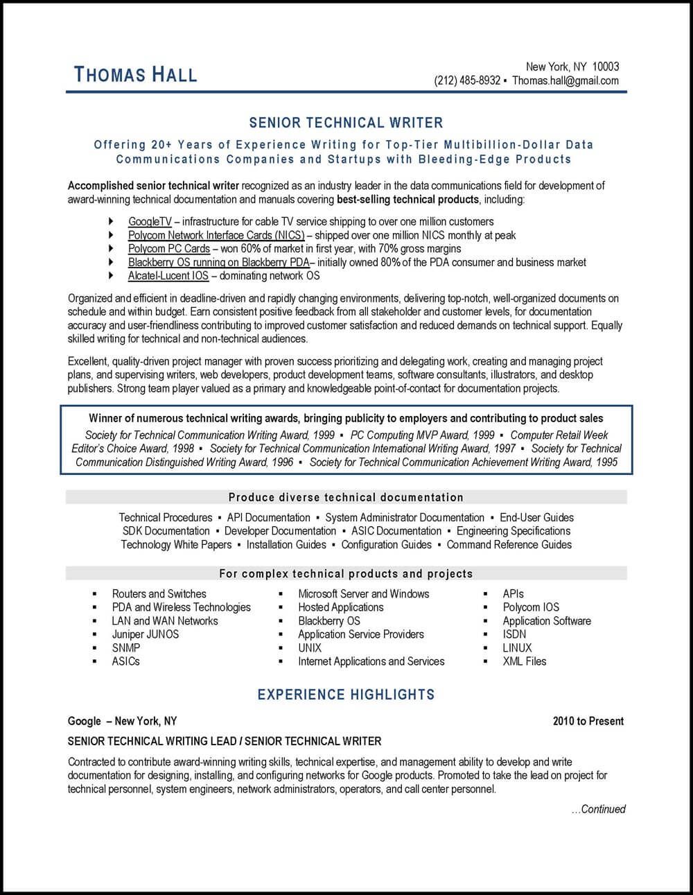This Technical Writer Resume Example Illustrates Many Best Practices Of Resume Writing With An Eye Cat Technical Writer Resume Examples Resume Writing Services