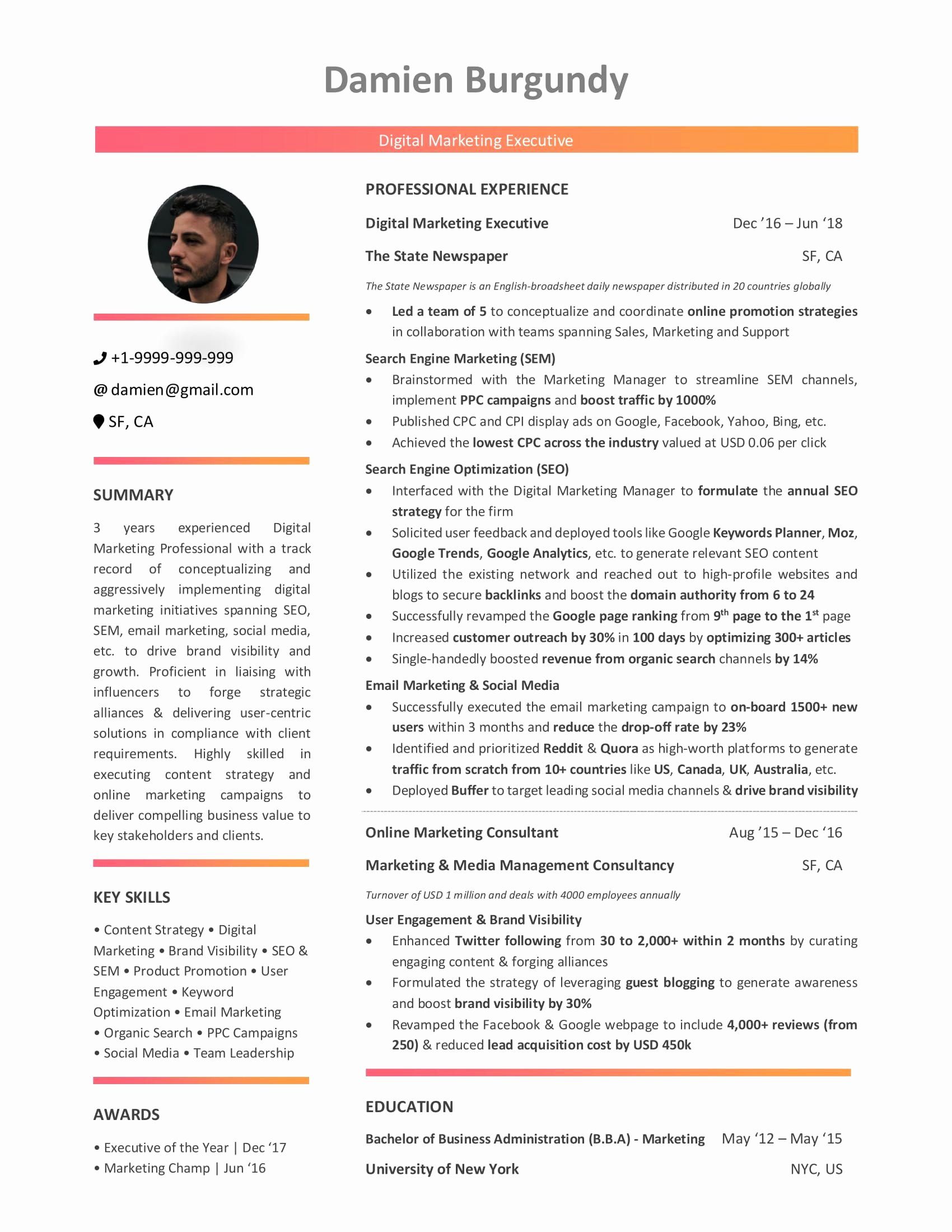 Entry Level Marketing Resume Awesome Digital Marketing Resume 10 Step Beginner S Guide With Digital Marketing Manager Marketing Resume Digital Marketing