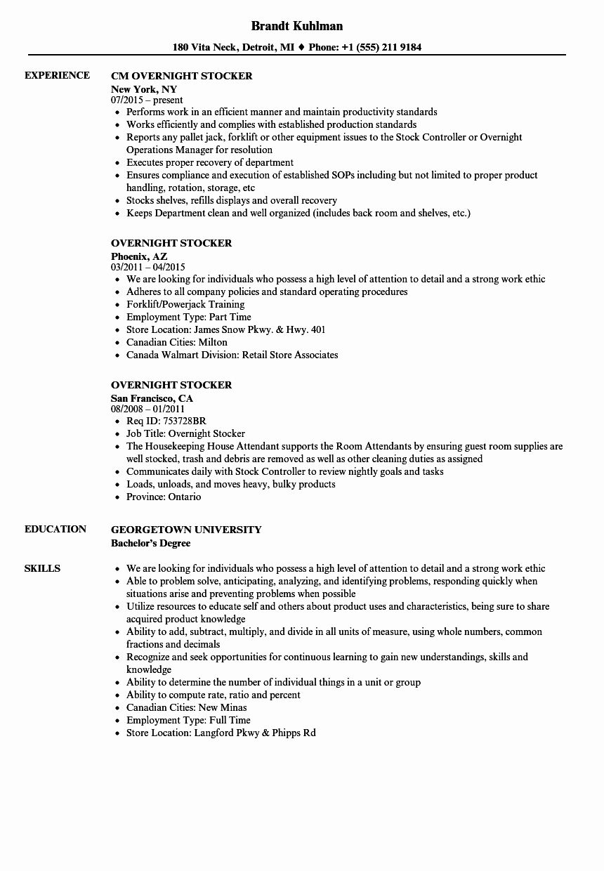 Stock Job Description Resume Best Of Overnight Stocker Resume Samples Job Description Resume Job Resume