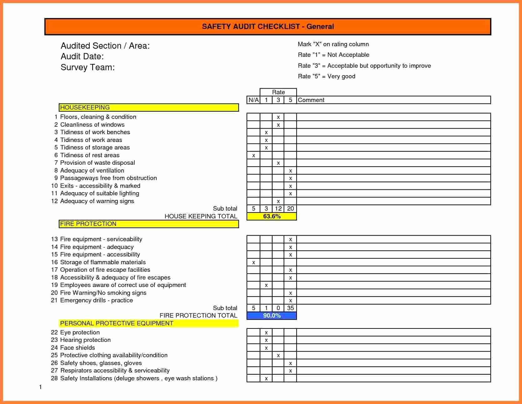 Iso Audit Report Template Lovely 23 Of Audit Questionnaire Safety Audit Inspection Checklist Checklist Template