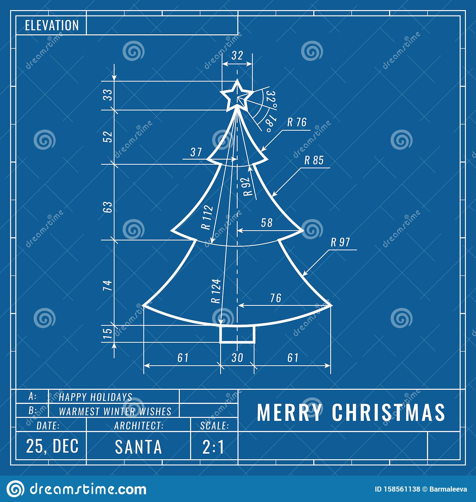 Christmas Tree As Technical Blueprint Drawing Christmas Technical Concept Mechanical Engineering Drawings Christmas Stock Vector Illustration Of Invitation Modern 158561138