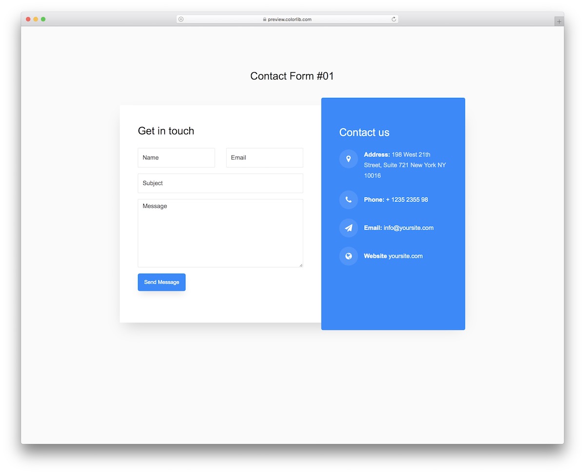 Top 41 Free Html5 Css3 Contact Form Templates 2021 Colorlib