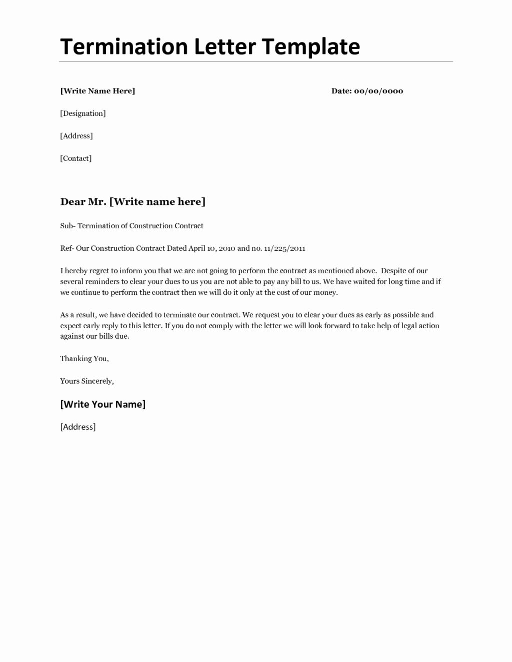Termination Of Contract Template Unique Business Contract Termination Letter For Non Renewal Letter Templates Lettering Being A Landlord