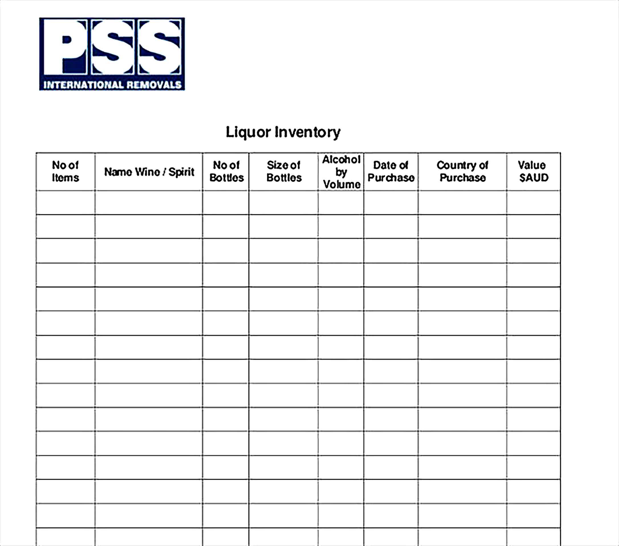 Liquor Inventory Template Printable In 2021 Template Printable Spreadsheet Template Business Template