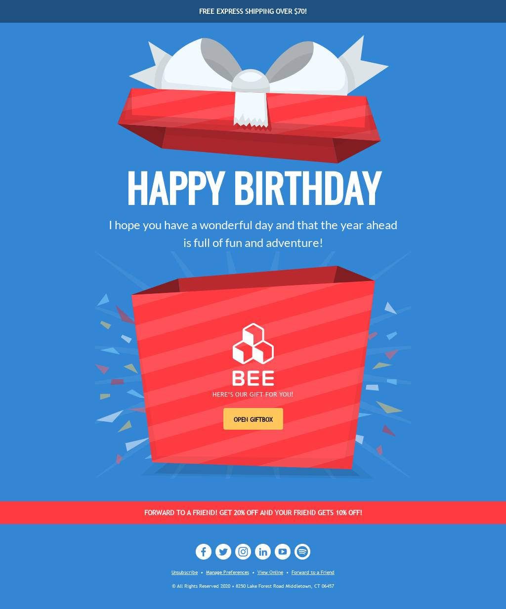 Template Bee Free Email Template Design Birthday Email Happy Birthday Email