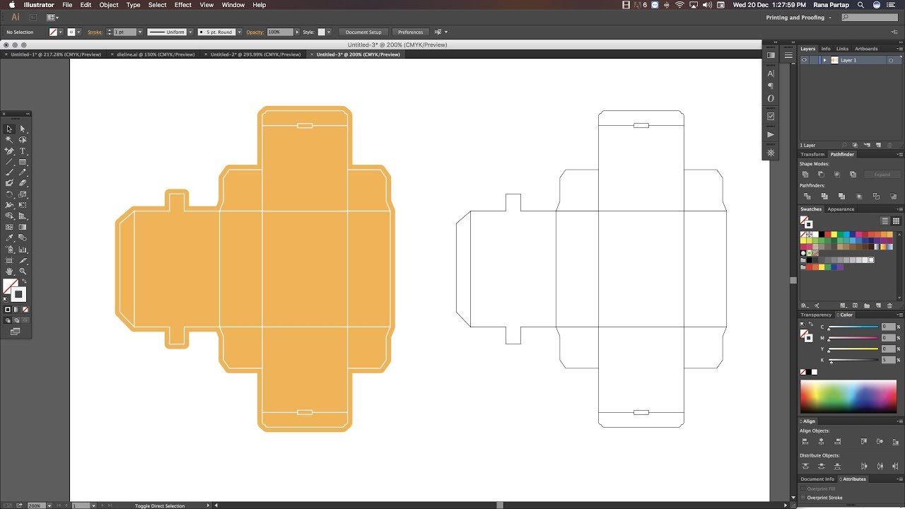 Folding Box Die Line Adobe Illustrator Tutorial Cc Adobe Illustrator Tutorials Illustrator Tutorials Corel Draw Tutorial