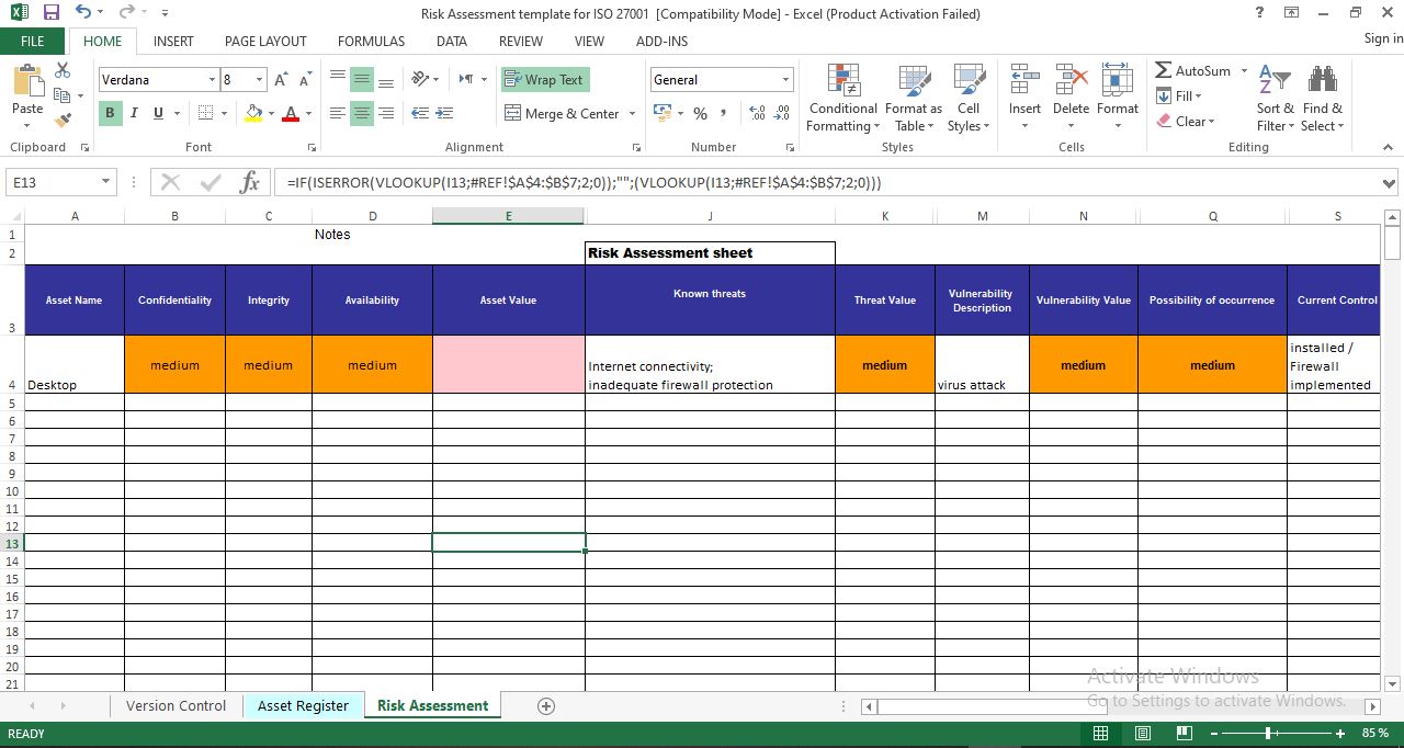 Risk Assessment Template For Iso 27001