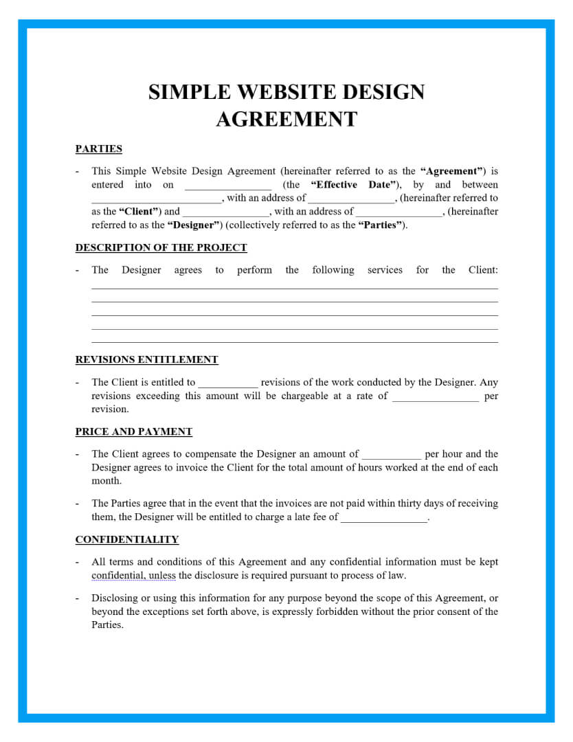 Free Simple Website Contract Template For Download