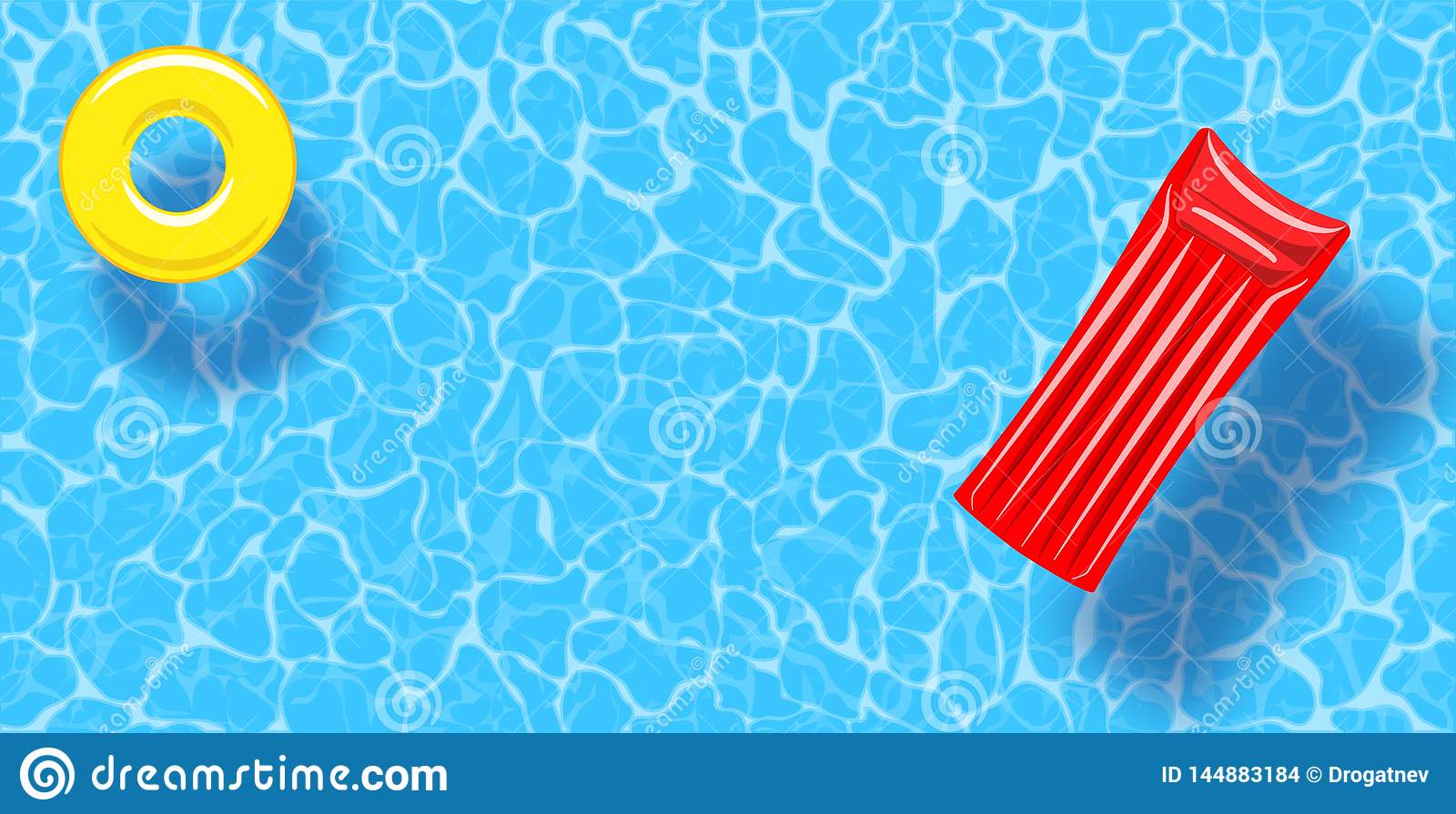 Swimming Pool Top View Background Rubber Ring And Raft Floating On Water Stock Vector Illustration Of Flat Inflatable 144883184